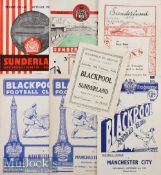 Selection of Blackpool Football Programmes to include (H) 45/46 Sunderland^ 53/54^ 57/58^ 59/60 v