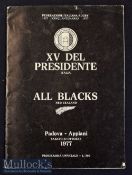 Very rare 1977 FIR President’s XV v New Zealand Rugby Programme: All Blacks’ programme from