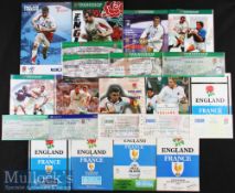 1983-2009 England v France & Italy Rugby Programmes (13): Many with ticket^ clipping or both^ v