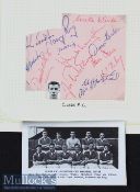 1950s Clyde FC Autograph Page containing 11x signatures in ink laid to card