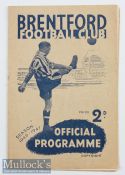 1946/47 Brentford v Manchester United Football Programme date 12 Apr^ in F/G condition overall