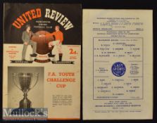 2x 1950s Manchester United FA Youth Cup Football Programmes to include 59 v Blackburn Rovers 8 Apr