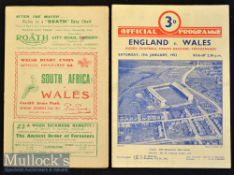 1951/1952 Wales v South Africa and England v Wales Rugby Programmes (2): So-called World