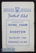 1952/53 Exhibition Match Home Selected XI Farm v Everton Football Programme date 6th May at