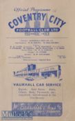 1948/49 Coventry City v West Bromwich Albion Div 2 match programme 19 April 1949. Good^ scarce