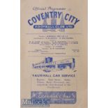 1948/49 Coventry City v West Bromwich Albion Div 2 match programme 19 April 1949. Good^ scarce