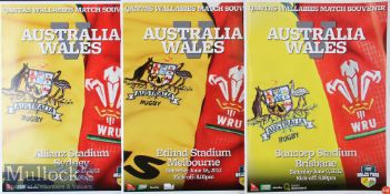 2012 Australia v Wales Test Rugby Programmes (3): Lovely set of all three large colourful issues