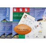 1977-2004 Menus for 5/6 Nations Games (21): Eleven from Wales^ four Scotland (incl 1 Baabaas)^ 3x