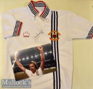 Signed Jimmy Greenhoff 1978 Centenary Semi Final replica Football Shirt signed by Jimmy Greenhoff to