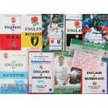 1977-2000 England v Other Overseas Sides etc Rugby Programmes (9): Many with ticket^ clipping or