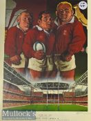 Welsh Rugby Poster 1999: Limited Edition 65/850 R Oliver colour print caricaturing Neil Jenkins^ Rob