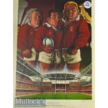 Welsh Rugby Poster 1999: Limited Edition 65/850 R Oliver colour print caricaturing Neil Jenkins^ Rob