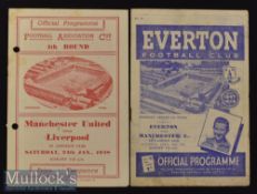 1947/48 Everton v Manchester United Football Programme date 10 Apr and Manchester Utd v Liverpool (