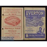 1947/48 Everton v Manchester United Football Programme date 10 Apr and Manchester Utd v Liverpool (