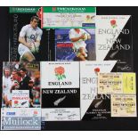 1967-2005 England v New Zealand Rugby Programmes and tickets(6): Many with ticket^ clipping or both^