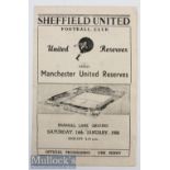 1955/56 Sheffield United Res v Manchester United Football Programme date 14 Jan in F/G condition