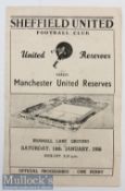 1955/56 Sheffield United Res v Manchester United Football Programme date 14 Jan in F/G condition