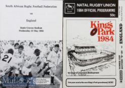 1984 Pair of England Rugby Programmes in South Africa (2): Clean^ detailed pair of issues for the