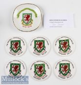 6x Welsh FA Centenary 1876-1976 Coasters former property of Dai Davies^ Wales Goalkeeper with signed