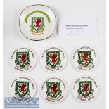 6x Welsh FA Centenary 1876-1976 Coasters former property of Dai Davies^ Wales Goalkeeper with signed