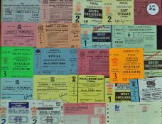 Rugby Tickets Display: 23 tickets from the 1970s -1990s^ neatly displayed^ from club^ county^