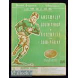 Rare 1953 South Africa v Australia Rugby Programme: 1st test match issue in series Springboks won by