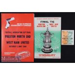 1964 FA Cup Final Preston NE v West Ham United Football Programme and Match Ticket date 2 May