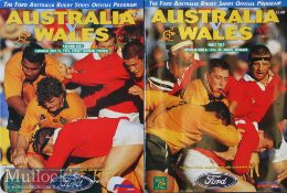 1996 Australia v Wales Test Rugby Programmes (2): Large colourful issues for the tests at Brisbane
