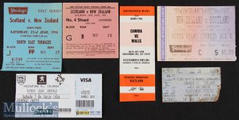 UK Nations Abroad Rugby Ticket Collection (6): Canada v Wales 1997 and v Ireland (grubby) 2000;