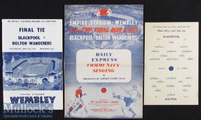 1953 FA Cup Final Blackpool v Bolton Wanderers VIP Football Programme with ribbon to spine date 2