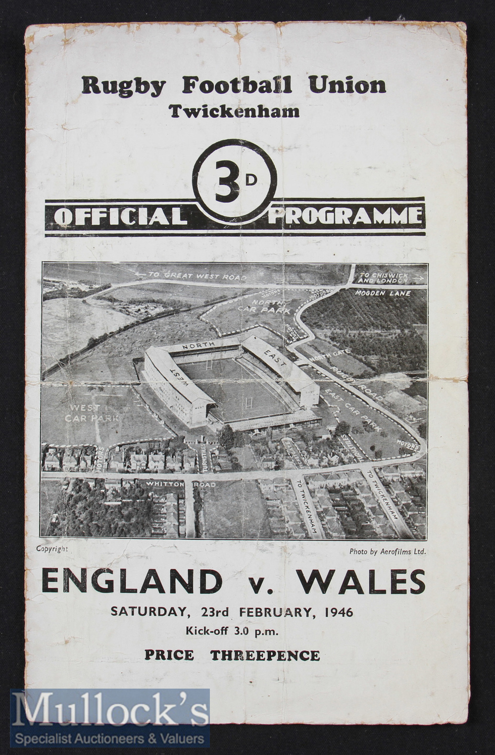 1946 England v Wales ‘Victory’ Rugby Programme: A 3-0 Wales win in this non-cap post war match^