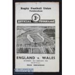 1946 England v Wales ‘Victory’ Rugby Programme: A 3-0 Wales win in this non-cap post war match^