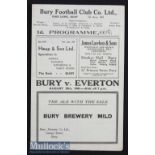 1945/46 Bury v Everton War League Football Programme 29 Aug Frank Swift in goal for Bury^ single