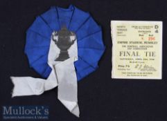 1948 FA Cup Final Blackpool v Manchester United Football Ticket date 24 Apr plus a Man Utd Rosette