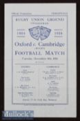 Scarce 1924 Varsity Rugby Match Programme: Clean crisp issue from Twickenham^ as has been every