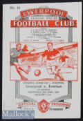 1952/53 Senior Cup Semi-Final Liverpool v Everton Football Programme date 29 April at Anfield^ minor