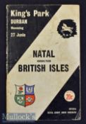 1962 British Lions at Natal Rugby Programme: Compact 36pp edition from Durban^ very full effort.