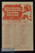 1945/46 Manchester United v Bury Football Programme date 2 Mar^ single sheet^ team scores^ o/w G