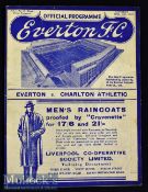 1936/37 Everton v Charlton Athletic football programme date 17 April^ in very good condition