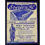 1936/37 Everton v Charlton Athletic football programme date 17 April^ in very good condition