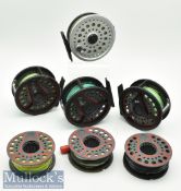 Collection of Leeda and Ryobi trout fly reels, spares pools and line (7) – 3x Leeda LC 80 (Line