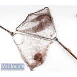 2x Named Wooden and Alloy Folding Trout Landing Nets – unnamed Odgen Smith Reversa with wooden