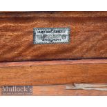 Early Hardy Bros Alnwick Mahogany Travelling Rod Box – fitted with 4x metal outer bands and internal