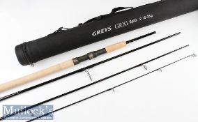 Fine and unused Greys “GRXi Spin” carbon spinning travel rod – 9ft 4pc wt.15-35gms – Fuji style line