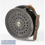 W H Dingley retailed by H Monk Chester Perfect Style alloy trout fly reel – 3” dia smooth brass