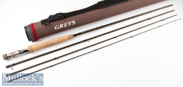 Fine as new Greys Alnwick XF2 Streamflex Red Plus carbon travel fly rod – 9ft 6in 4pc line 4# - with