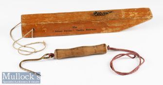 Hardy Silver Devon Wooden Tackle releaser with instructions to one side plus Hardy Ford’s patient