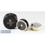 Hardy Marquis Salmon No 2 alloy fly reel with spare spool (2) - brass ribbed foot, usual paint