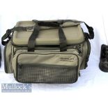 Large and unused Korum TT Carry All canvas fishing tackle bag/seat - c/w 2x side and 3x front