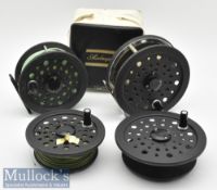 2x good Shakespeare Graflite salmon and trout fly reels and spare spools – 4” Model 2756 and 3.75”